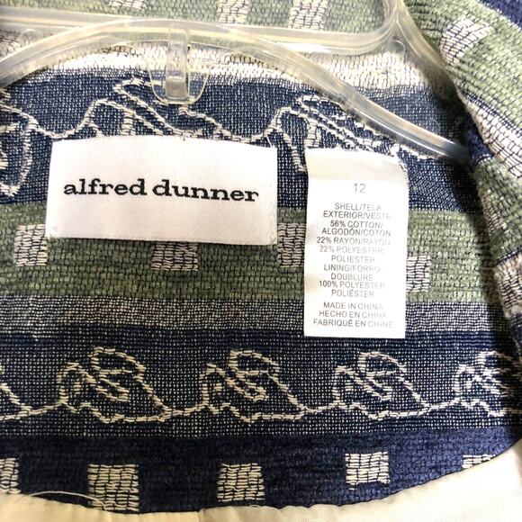 Alfred Dunner Wms 12 Embellished Leaf Print Open Front Blazer Jacket Lined - Picture 3 of 8